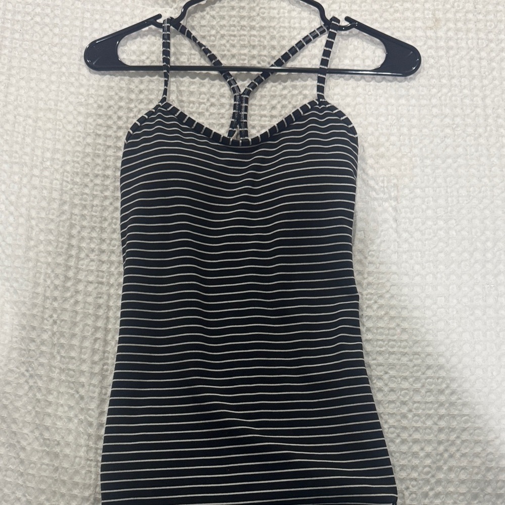 lululemon athletica Black and White Striped Camisole